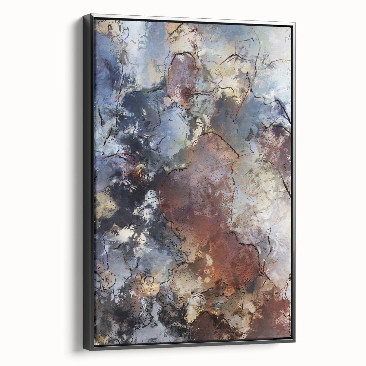 Earthen Harmony Abstracts – Moody Blue and Brown Modern Wall Art
