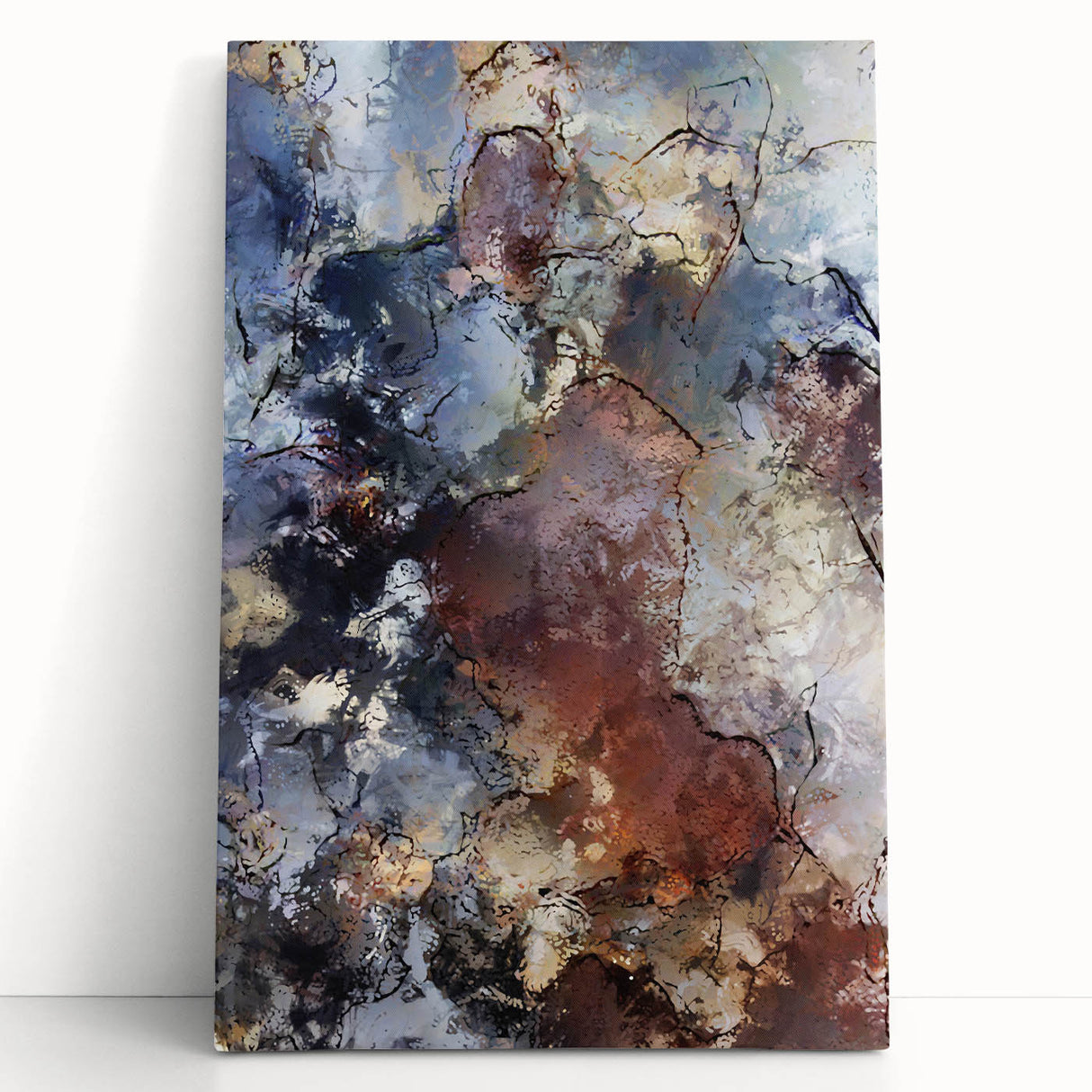 Earthen Harmony Abstracts – Moody Blue and Brown Modern Wall Art