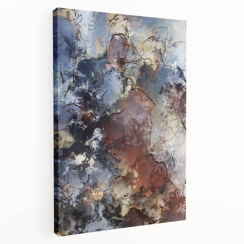 Earthen Harmony Abstracts – Moody Blue and Brown Modern Wall Art