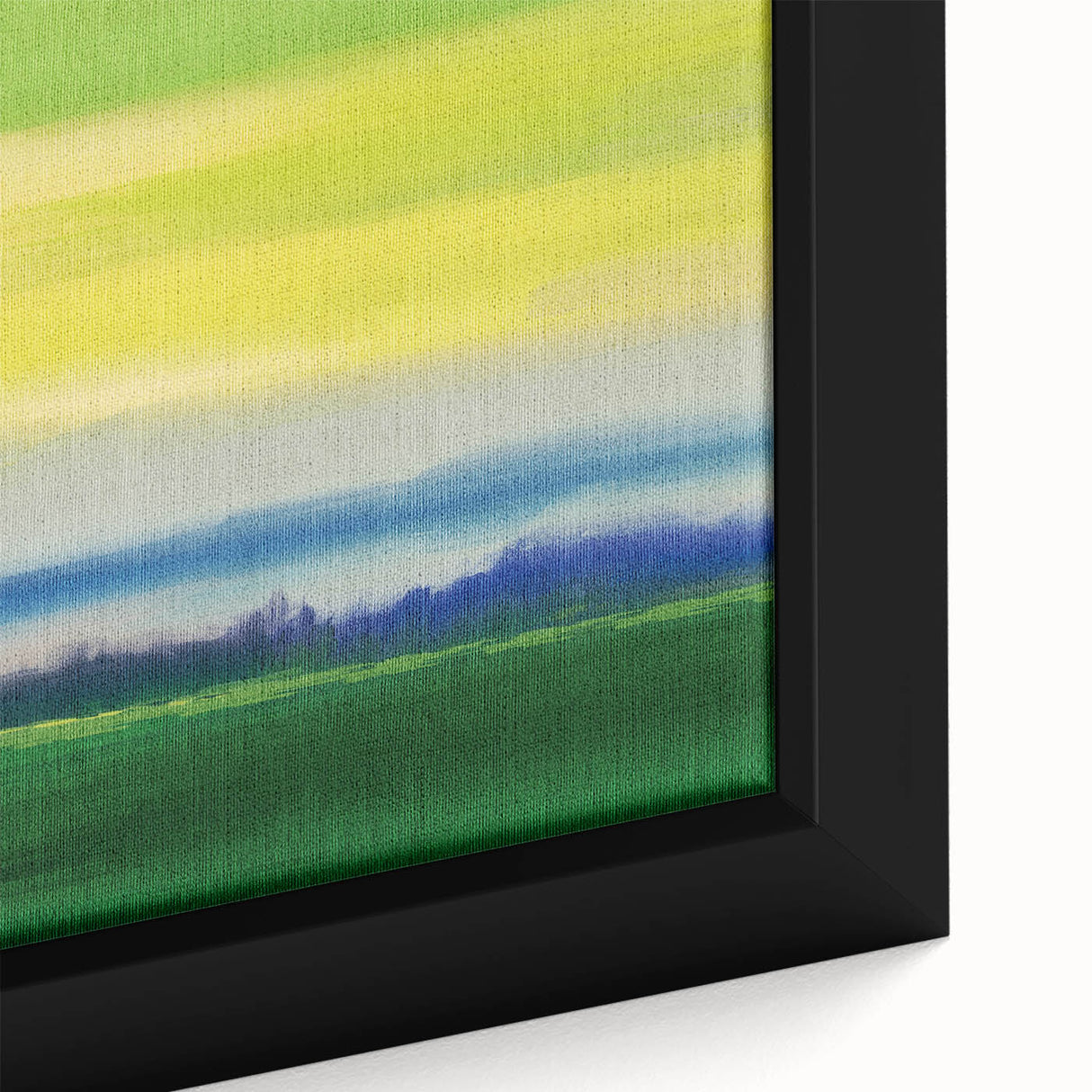 Contemporary Minimalist Nature Art – Green Field Under Yellow Sky