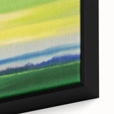 Contemporary Minimalist Nature Art – Green Field Under Yellow Sky