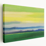 Contemporary Minimalist Nature Art – Green Field Under Yellow Sky