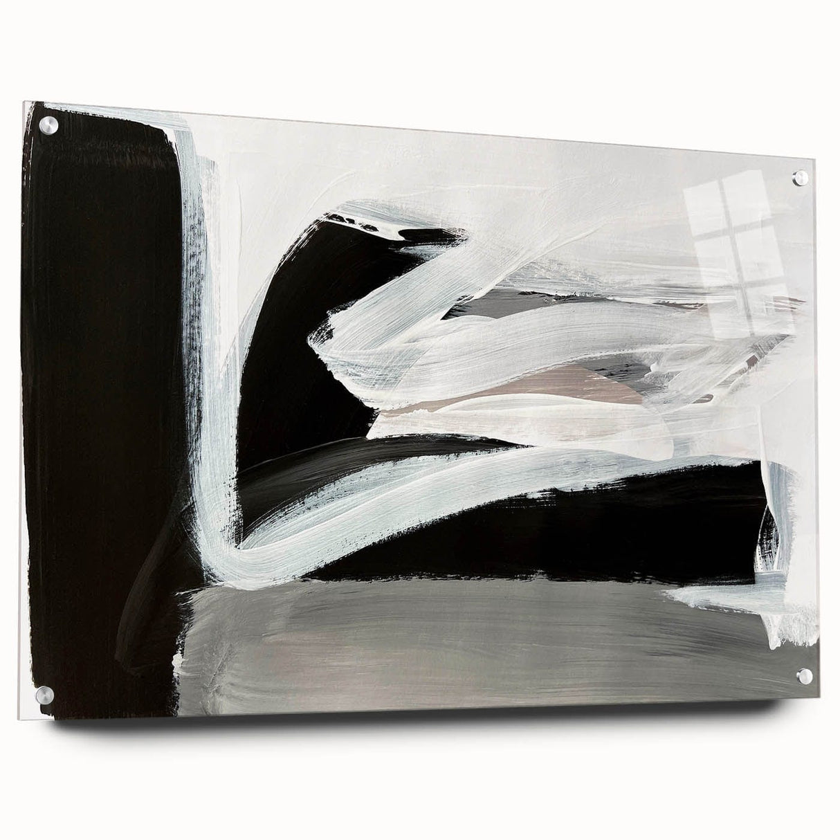 Large Abstract Wall Art – Monochrome Modern Painting in Gray & White