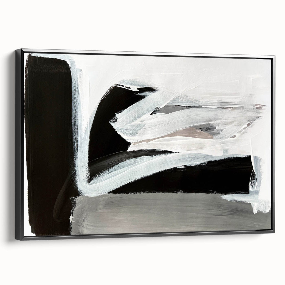 Large Abstract Wall Art – Monochrome Modern Painting in Gray & White