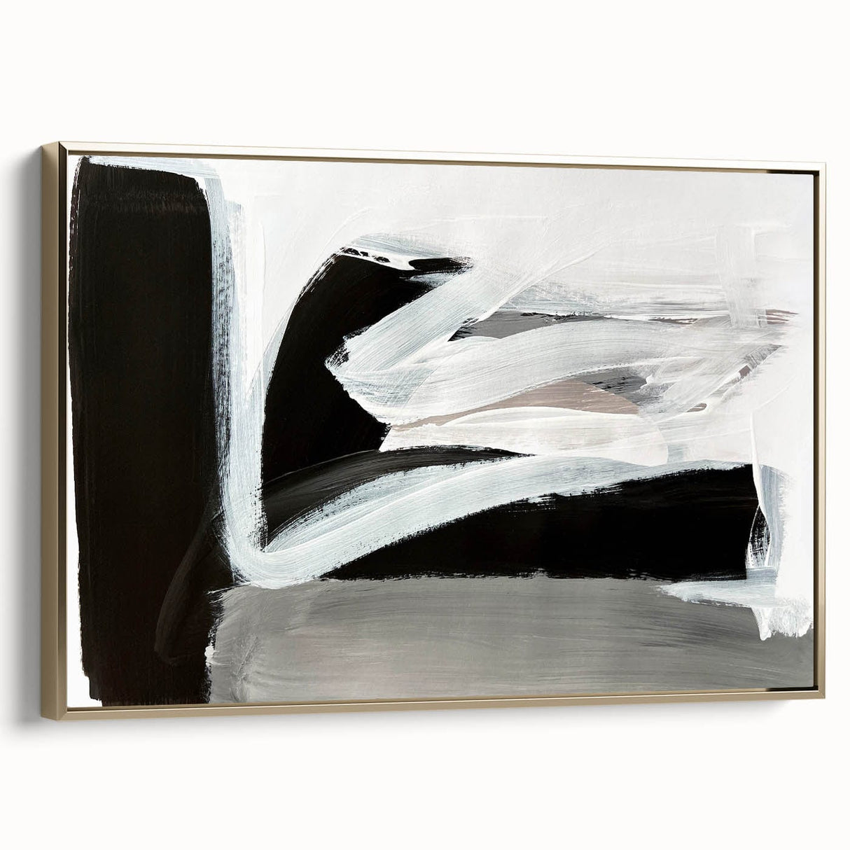 Large Abstract Wall Art – Monochrome Modern Painting in Gray & White