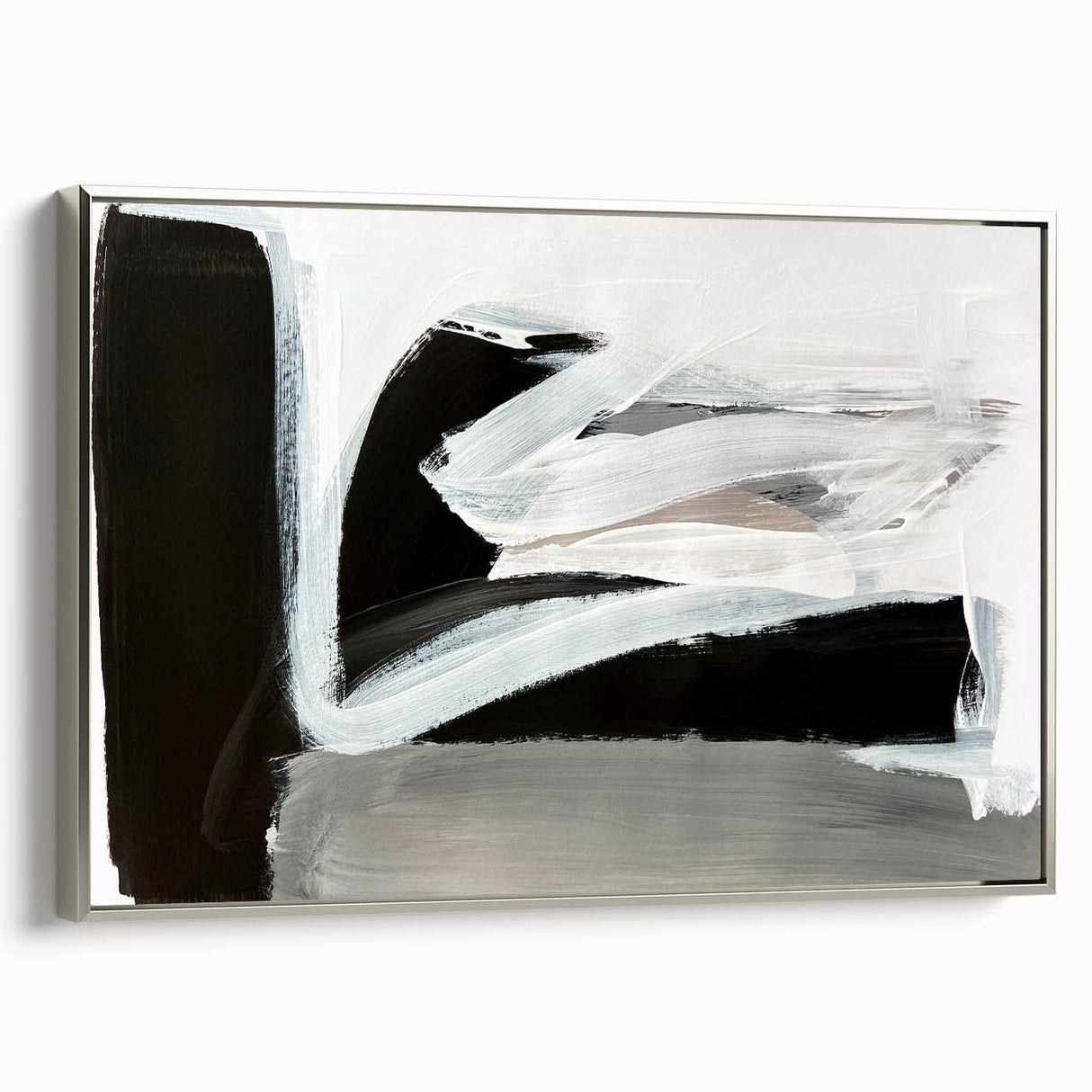 Large Abstract Wall Art – Monochrome Modern Painting in Gray & White