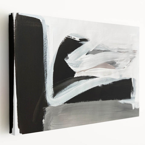 Large Abstract Wall Art – Monochrome Modern Painting in Gray & White