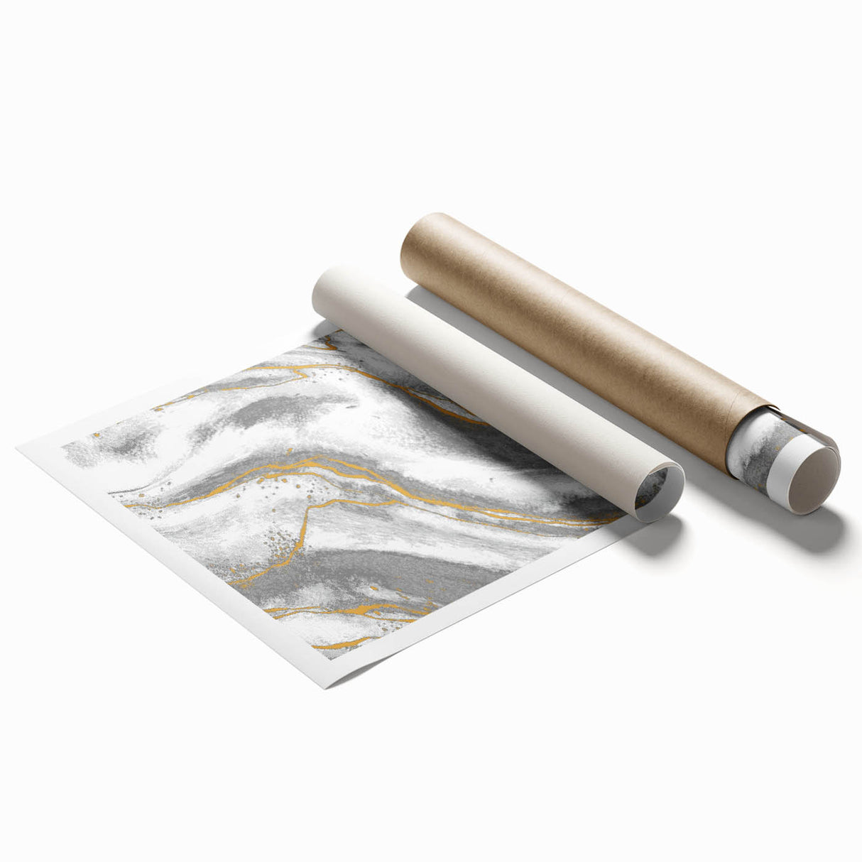 Textured Acrylic Wall Art – Silver, Gray, and Gold Marble Effect