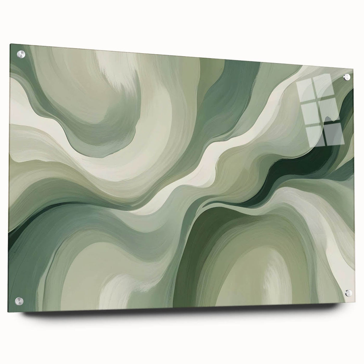 Neutral Green Abstract Fluid Canvas Art - Fluid Acrylic Wall Decor