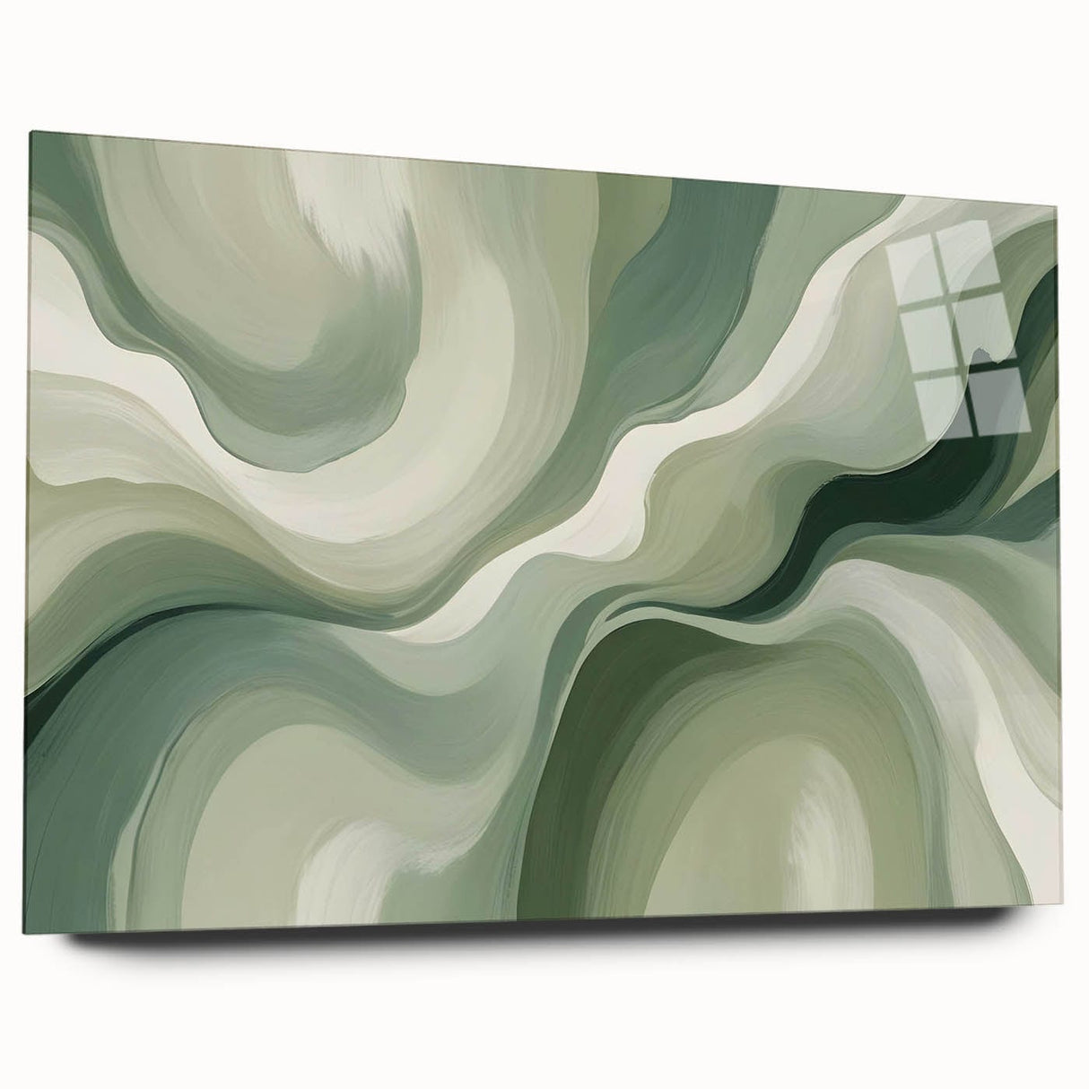 Neutral Green Abstract Fluid Canvas Art - Fluid Acrylic Wall Decor