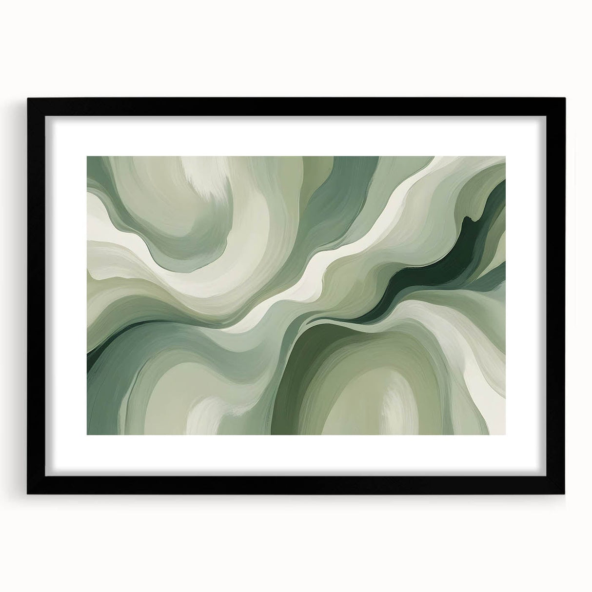 Neutral Green Abstract Fluid Canvas Art - Fluid Acrylic Wall Decor