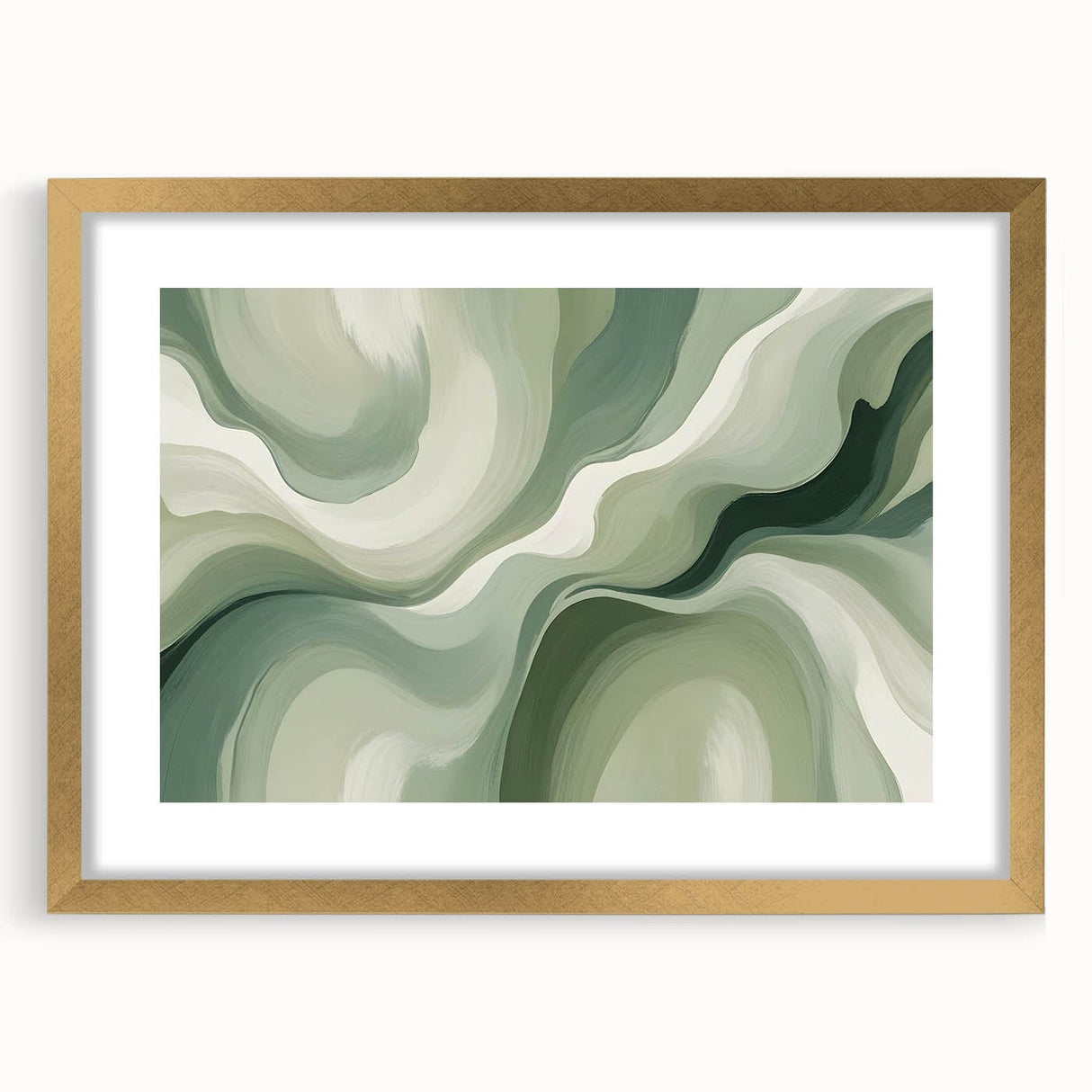 Neutral Green Abstract Fluid Canvas Art - Fluid Acrylic Wall Decor