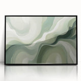 Neutral Green Abstract Fluid Canvas Art - Fluid Acrylic Wall Decor