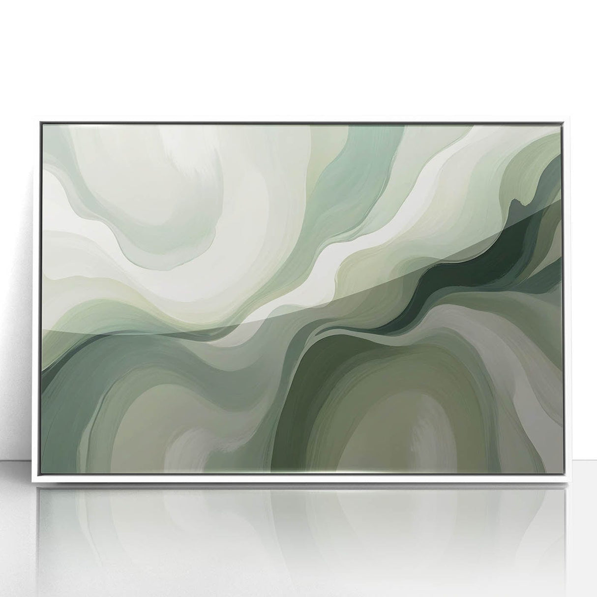 Neutral Green Abstract Fluid Canvas Art - Fluid Acrylic Wall Decor