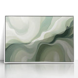 Neutral Green Abstract Fluid Canvas Art - Fluid Acrylic Wall Decor