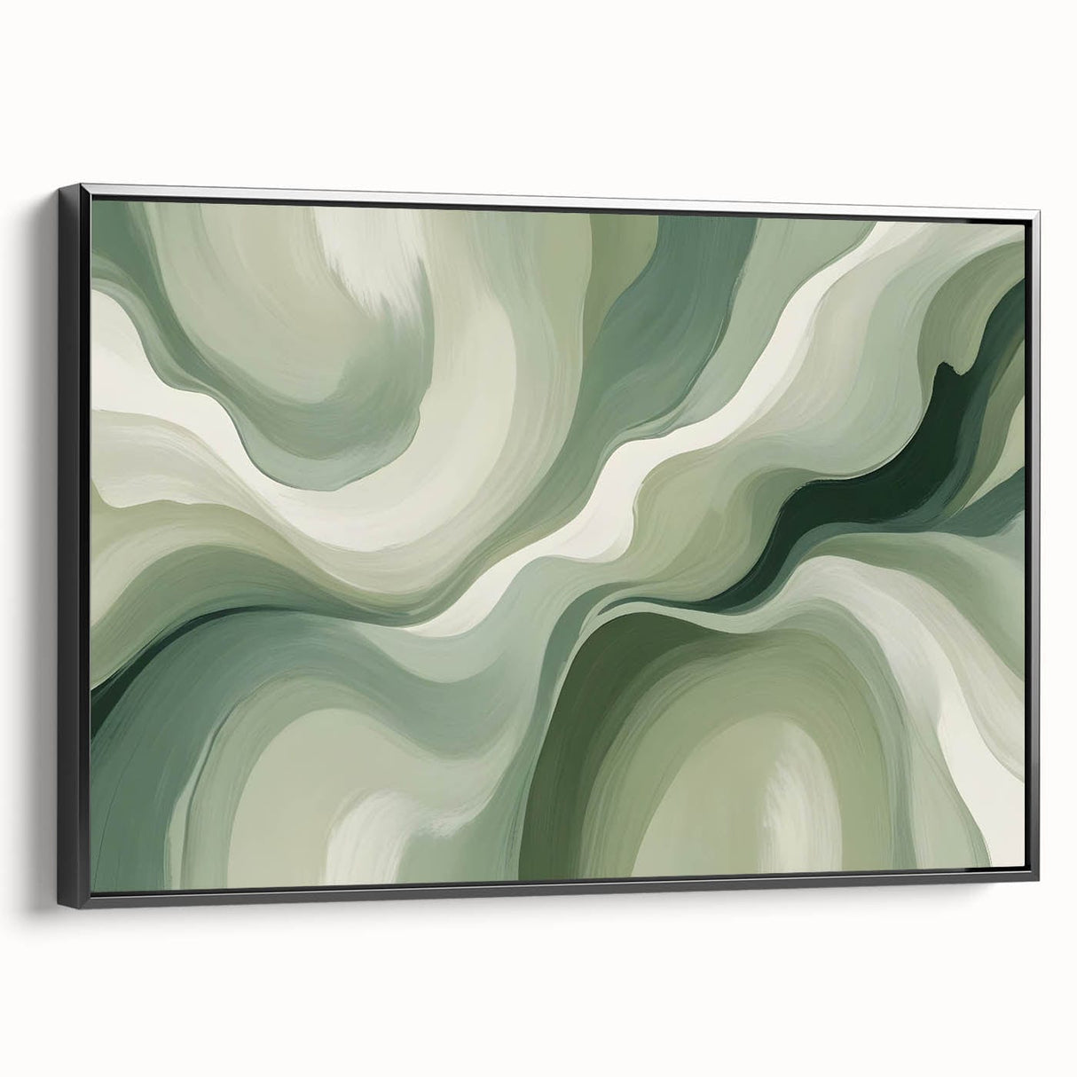 Neutral Green Abstract Fluid Canvas Art - Fluid Acrylic Wall Decor