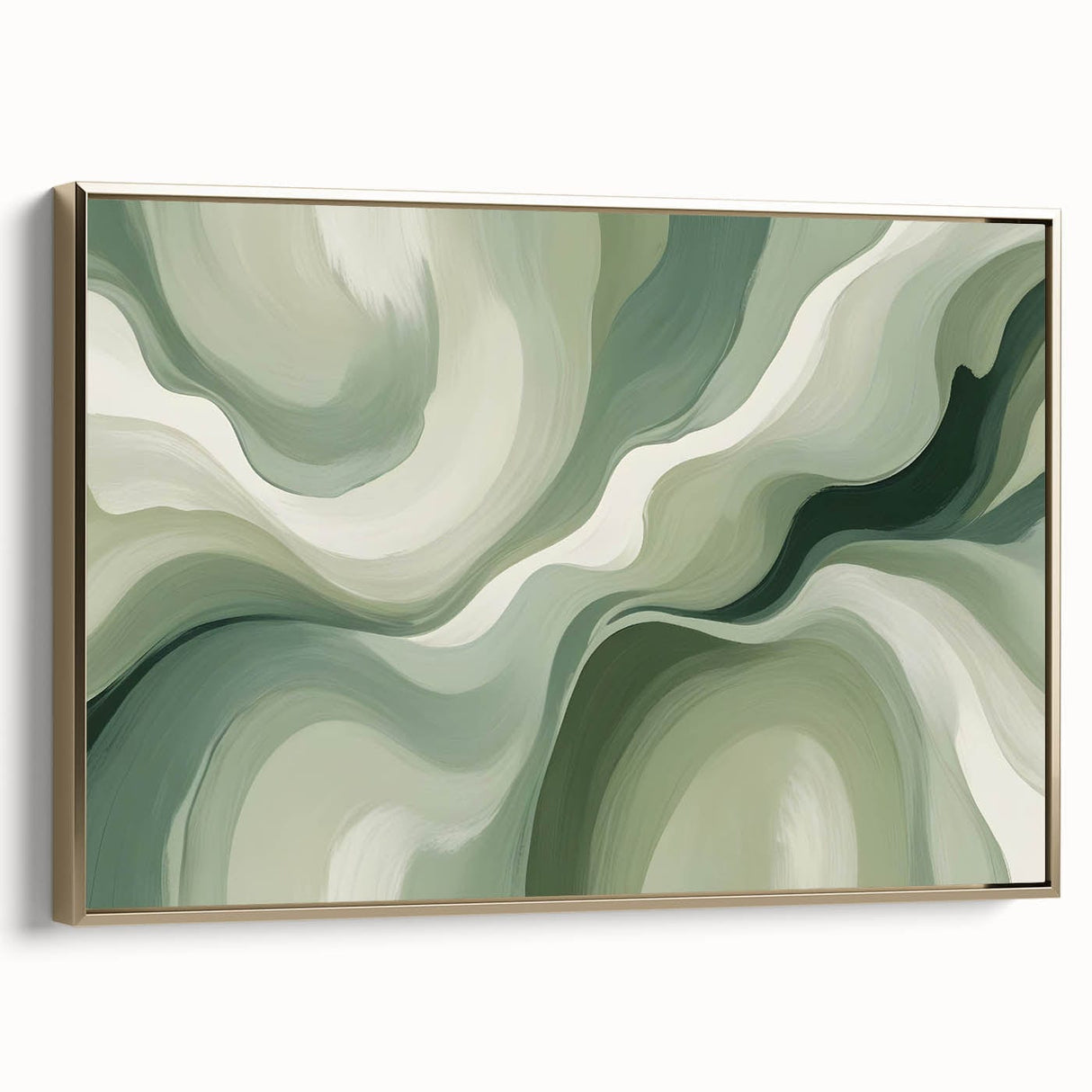 Neutral Green Abstract Fluid Canvas Art - Fluid Acrylic Wall Decor