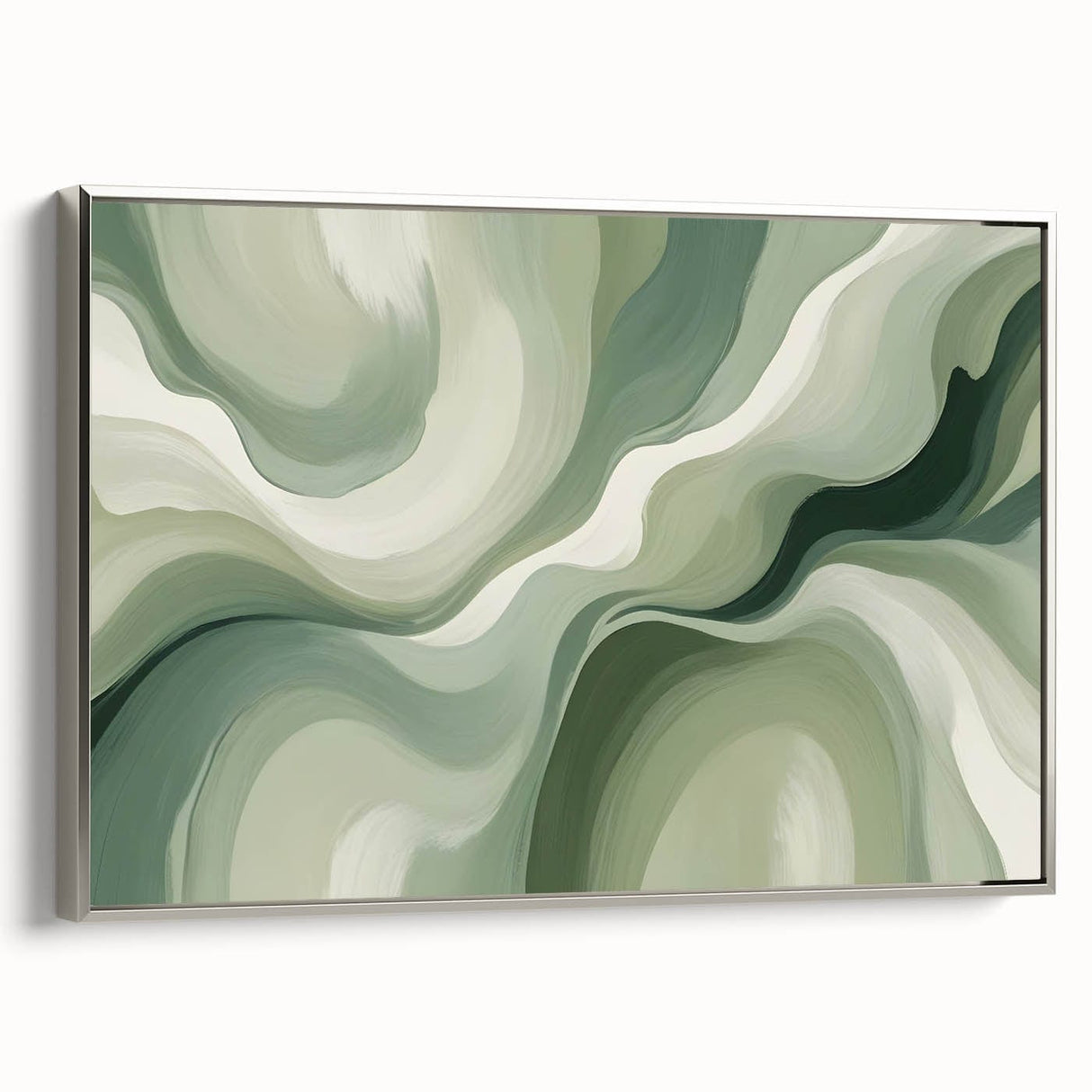 Neutral Green Abstract Fluid Canvas Art - Fluid Acrylic Wall Decor