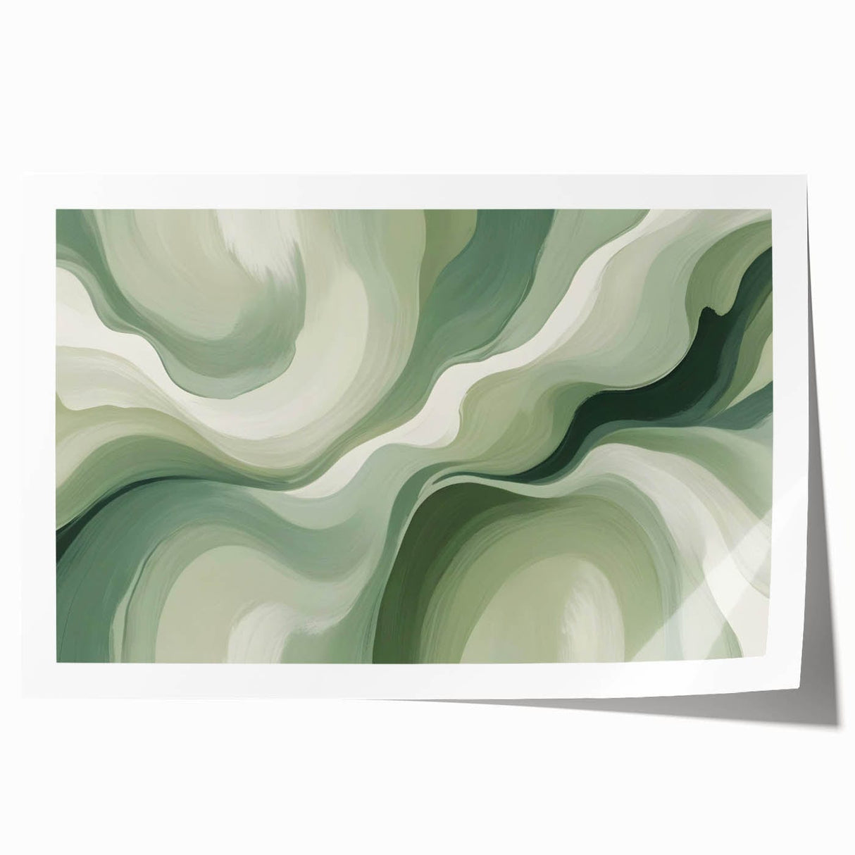 Neutral Green Abstract Fluid Canvas Art - Fluid Acrylic Wall Decor