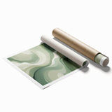 Neutral Green Abstract Fluid Canvas Art - Fluid Acrylic Wall Decor