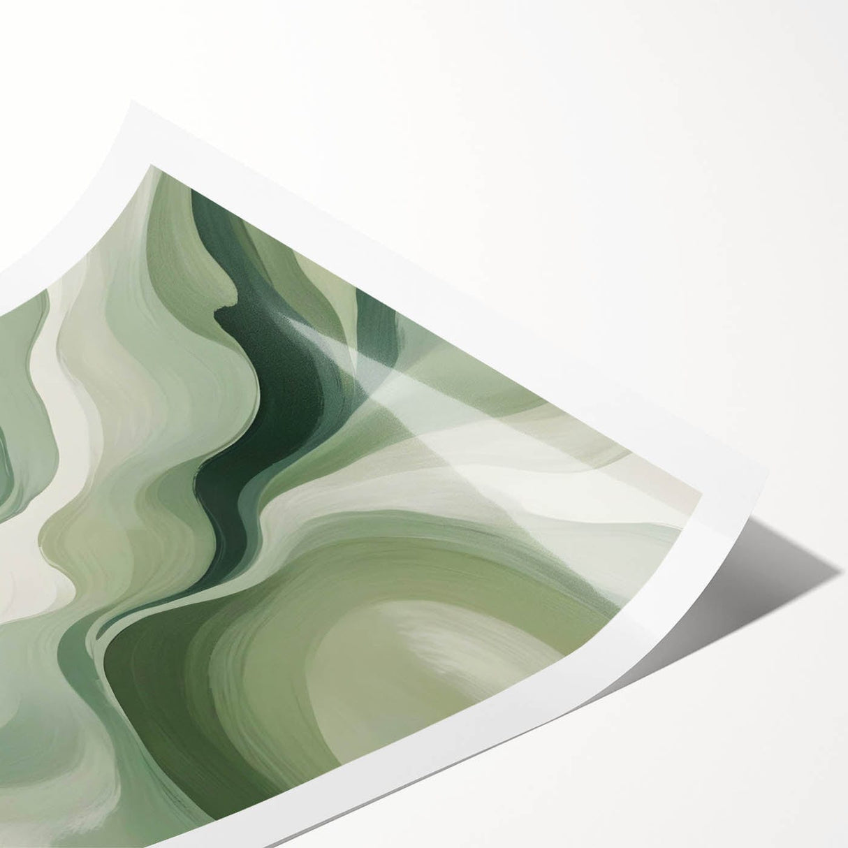Neutral Green Abstract Fluid Canvas Art - Fluid Acrylic Wall Decor