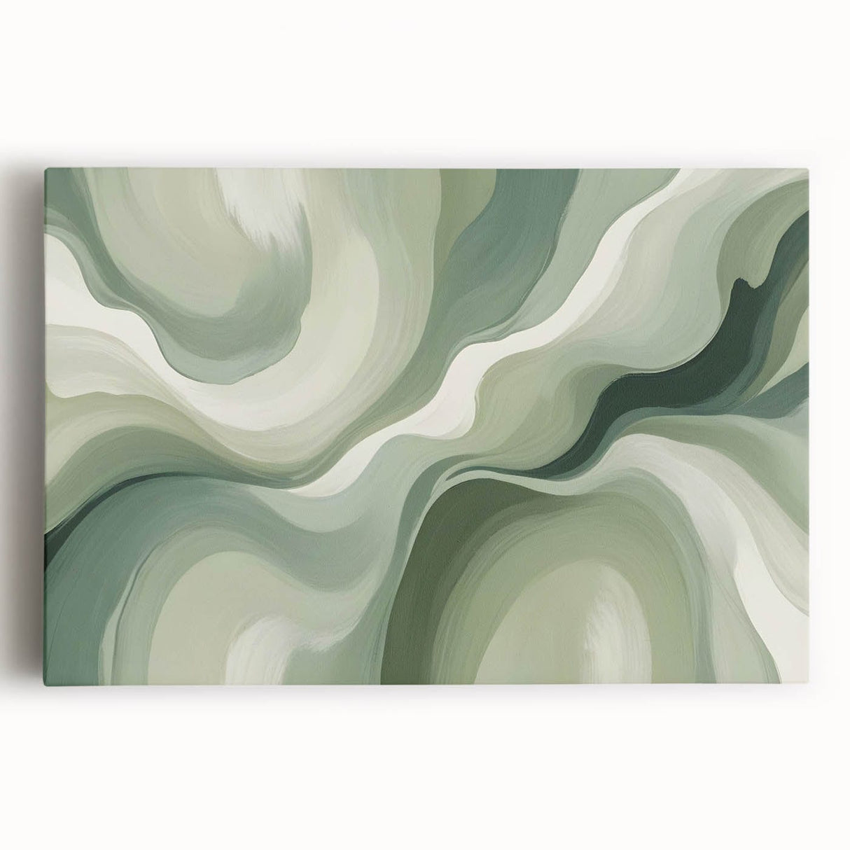 Neutral Green Abstract Fluid Canvas Art - Fluid Acrylic Wall Decor