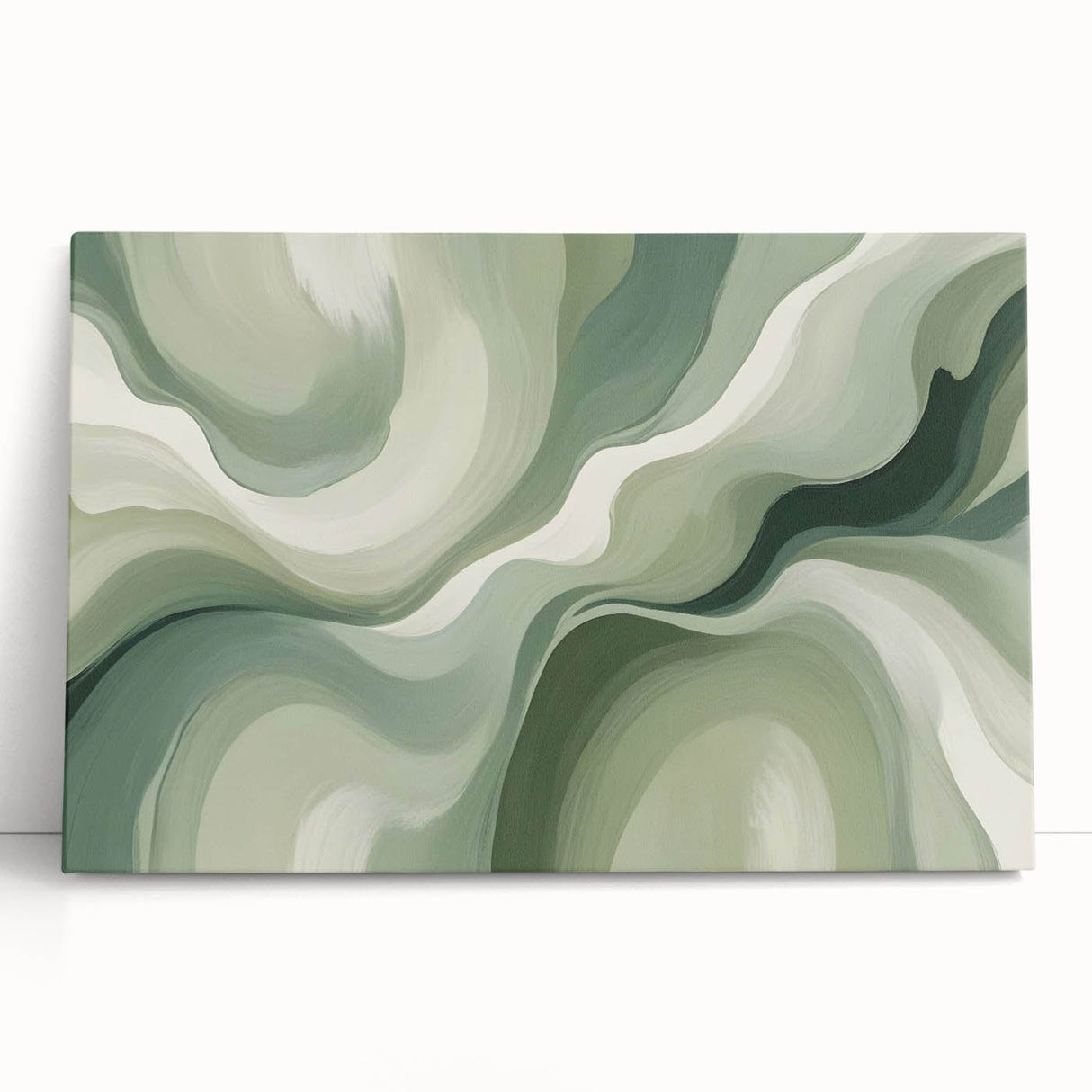 Neutral Green Abstract Fluid Canvas Art - Fluid Acrylic Wall Decor