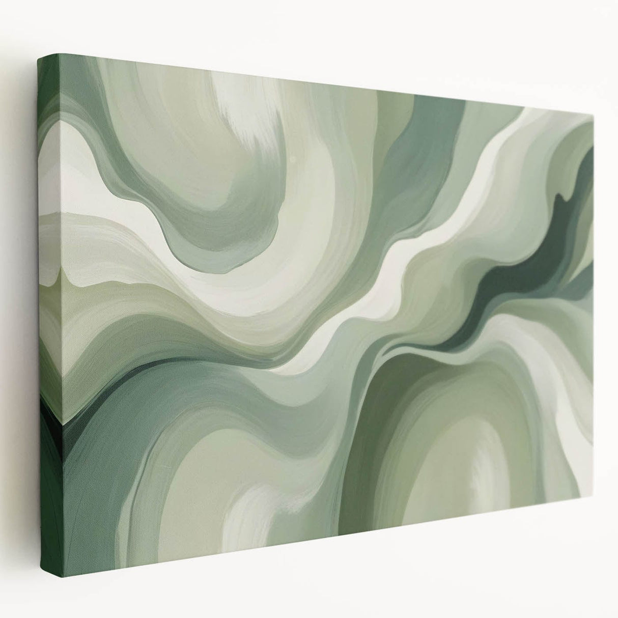Neutral Green Abstract Fluid Canvas Art - Fluid Acrylic Wall Decor