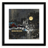Midnight Cityscape Drama – Bold Abstract Wall Art with Gold Detail