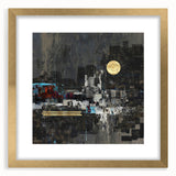 Midnight Cityscape Drama – Bold Abstract Wall Art with Gold Detail