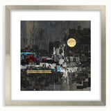 Midnight Cityscape Drama – Bold Abstract Wall Art with Gold Detail