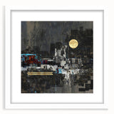 Midnight Cityscape Drama – Bold Abstract Wall Art with Gold Detail