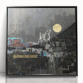 Midnight Cityscape Drama – Bold Abstract Wall Art with Gold Detail