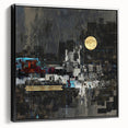 Midnight Cityscape Drama – Bold Abstract Wall Art with Gold Detail