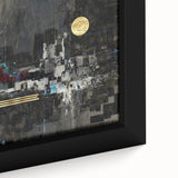 Midnight Cityscape Drama – Bold Abstract Wall Art with Gold Detail