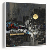 Midnight Cityscape Drama – Bold Abstract Wall Art with Gold Detail