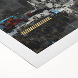 Midnight Cityscape Drama – Bold Abstract Wall Art with Gold Detail