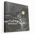 Midnight Cityscape Drama – Bold Abstract Wall Art with Gold Detail