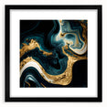 Modern Luxury Abstract Painting – Teal, Gold & Black Wall Art