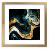 Modern Luxury Abstract Painting – Teal, Gold & Black Wall Art