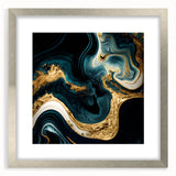 Modern Luxury Abstract Painting – Teal, Gold & Black Wall Art