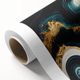 Modern Luxury Abstract Painting – Teal, Gold & Black Wall Art