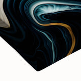 Modern Luxury Abstract Painting – Teal, Gold & Black Wall Art