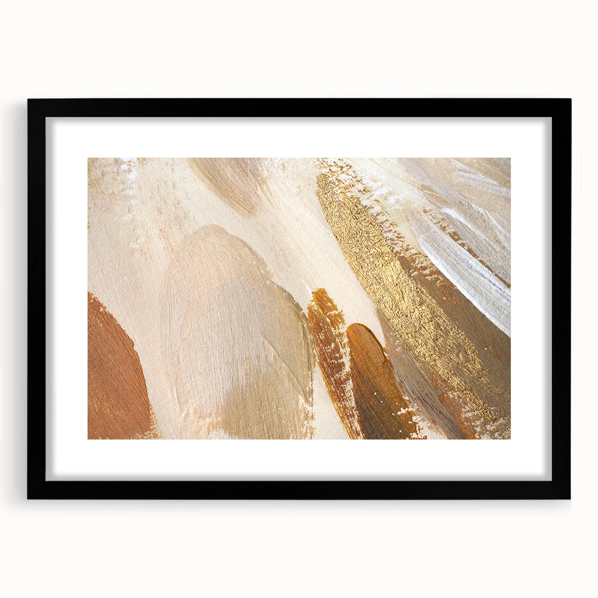 Earthen Harmony Abstracts – Gold and Beige Minimalist Wall Art Print