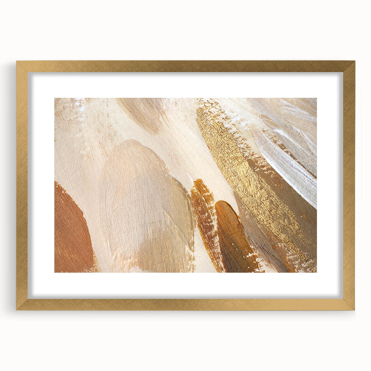 Earthen Harmony Abstracts – Gold and Beige Minimalist Wall Art Print