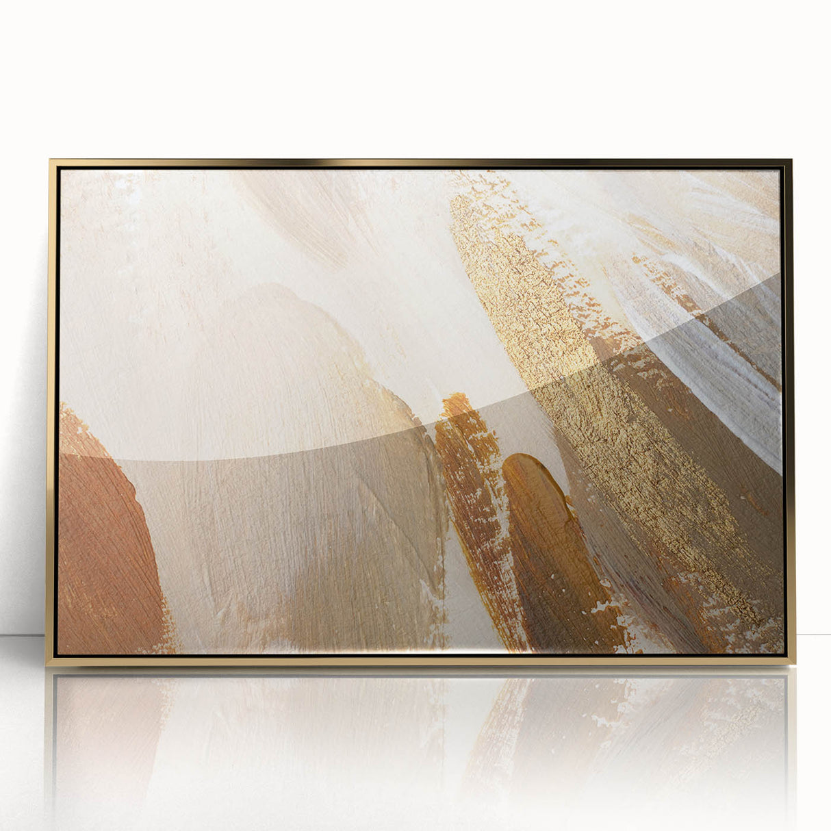 Earthen Harmony Abstracts – Gold and Beige Minimalist Wall Art Print