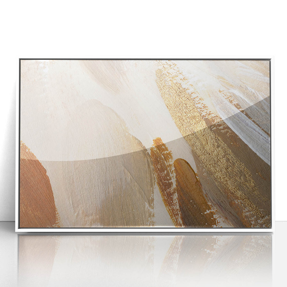 Earthen Harmony Abstracts – Gold and Beige Minimalist Wall Art Print