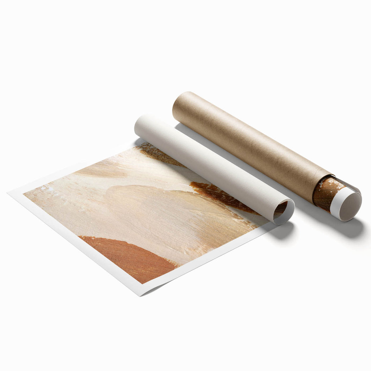 Earthen Harmony Abstracts – Gold and Beige Minimalist Wall Art Print