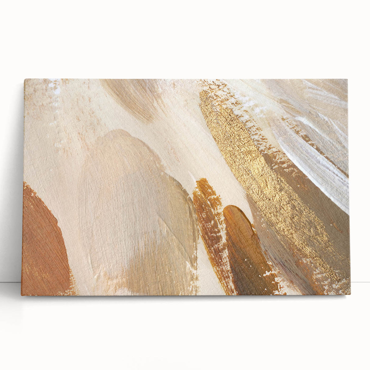 Earthen Harmony Abstracts – Gold and Beige Minimalist Wall Art Print