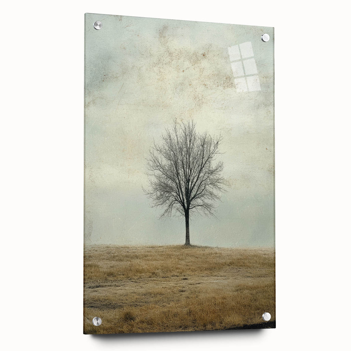 Minimalist Solitary Tree Art – Vintage Landscape Wall Print